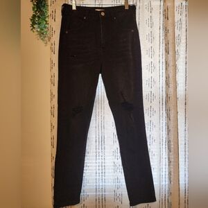 Black Distressed Straight leg Jeans